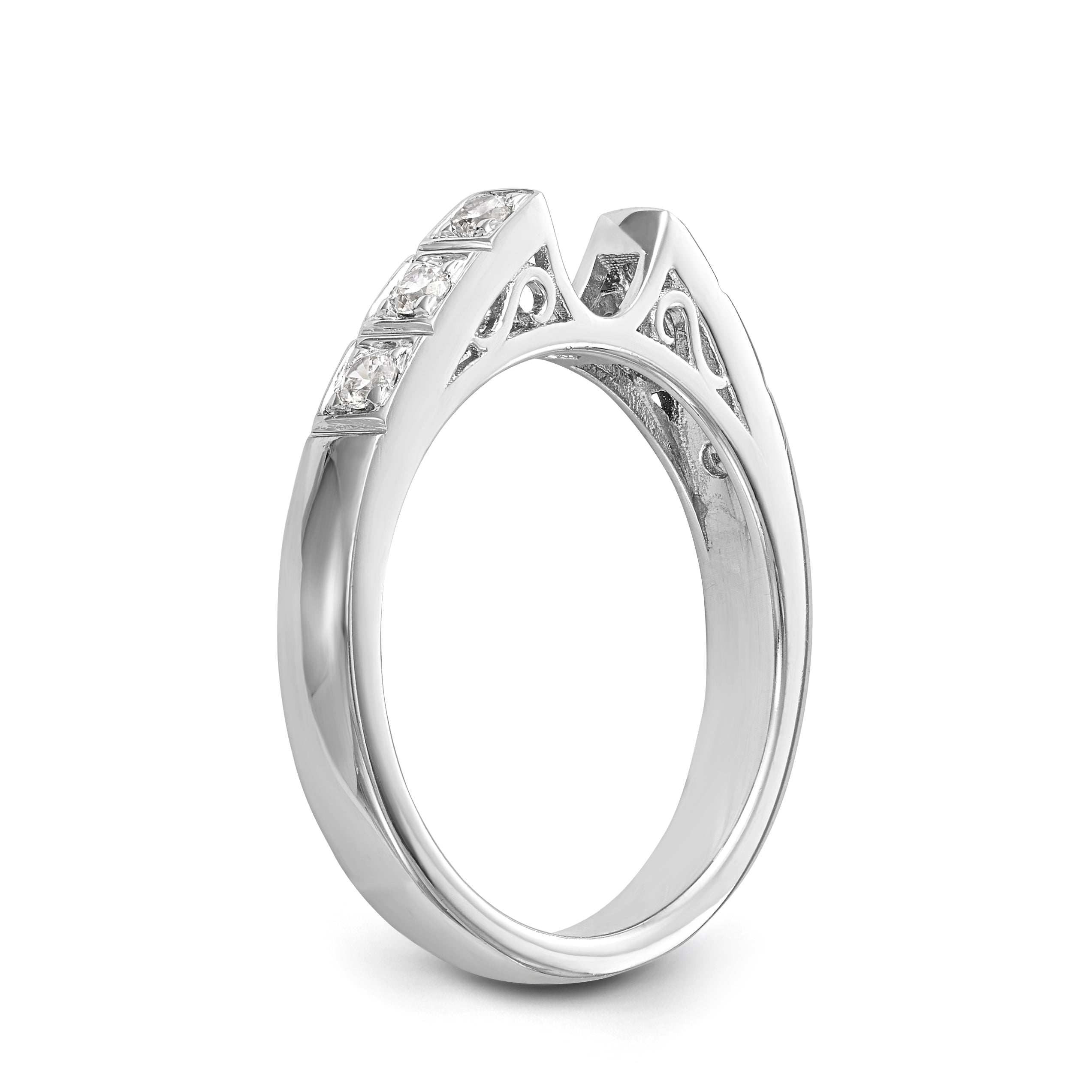 14K White Gold Diamond Peg Set Engagement Ring