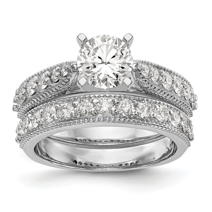 14K White Gold Diamond Peg Set Engagement Ring