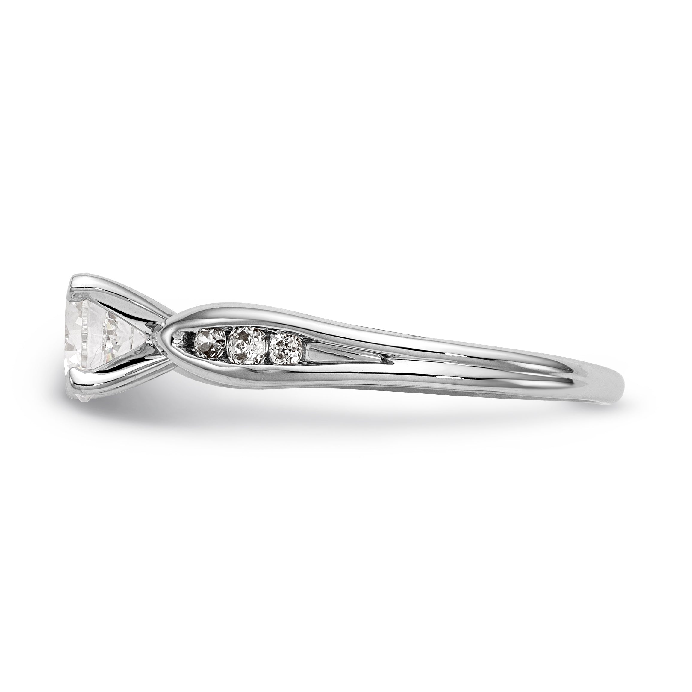 14K White Gold Diamond Peg Set Engagement Ring
