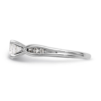 14K White Gold Diamond Peg Set Engagement Ring