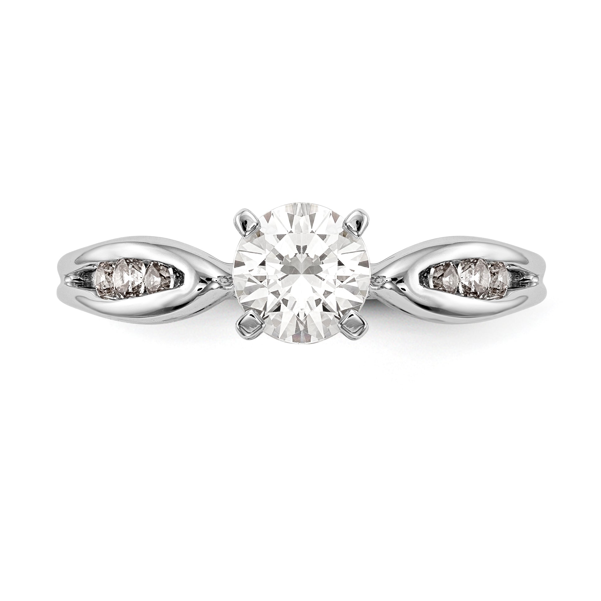 14K White Gold Diamond Peg Set Engagement Ring