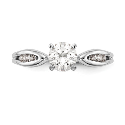 14K White Gold Diamond Peg Set Engagement Ring