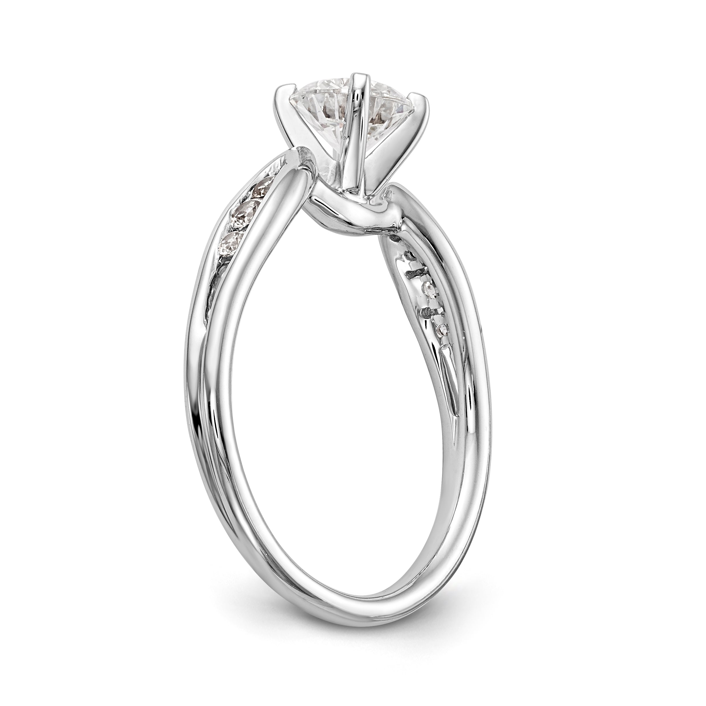 14K White Gold Diamond Peg Set Engagement Ring
