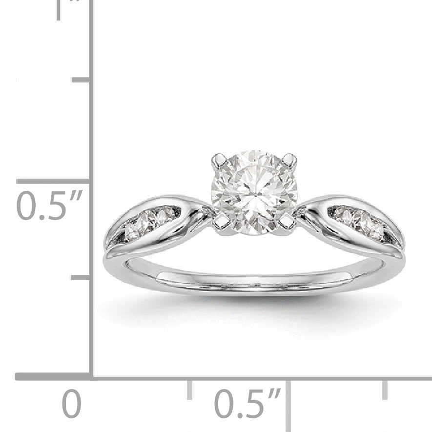 14K White Gold Diamond Peg Set Engagement Ring