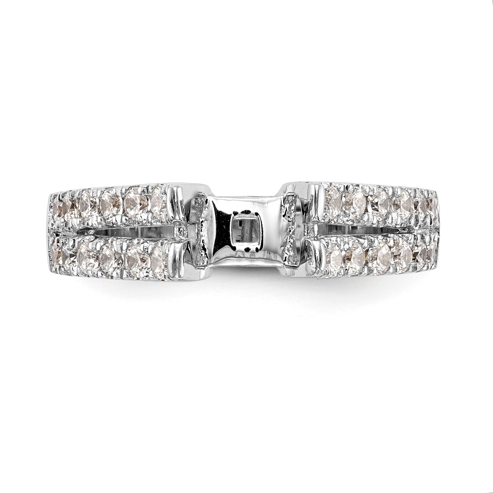 14K White Gold Diamond Peg Set Engagement Ring