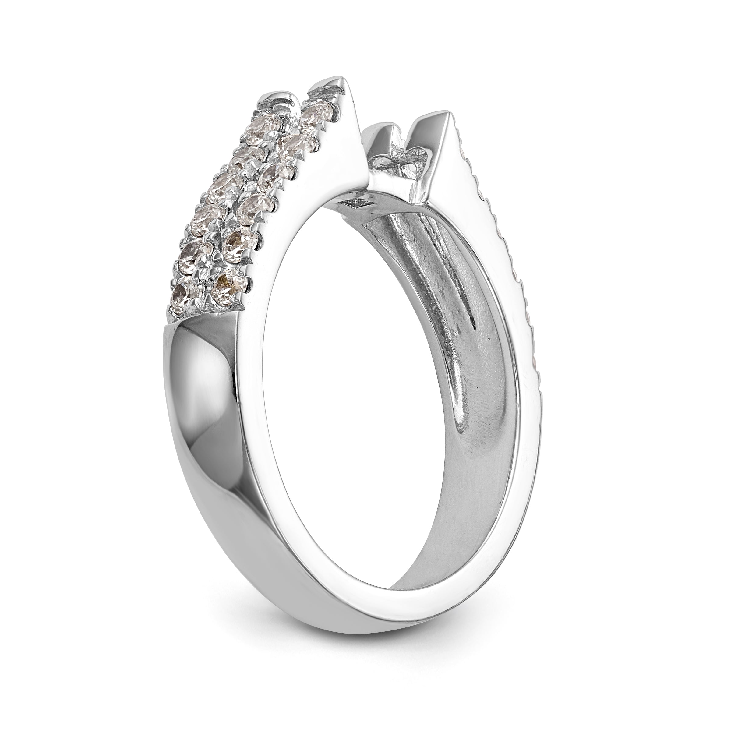 14K White Gold Diamond Peg Set Engagement Ring