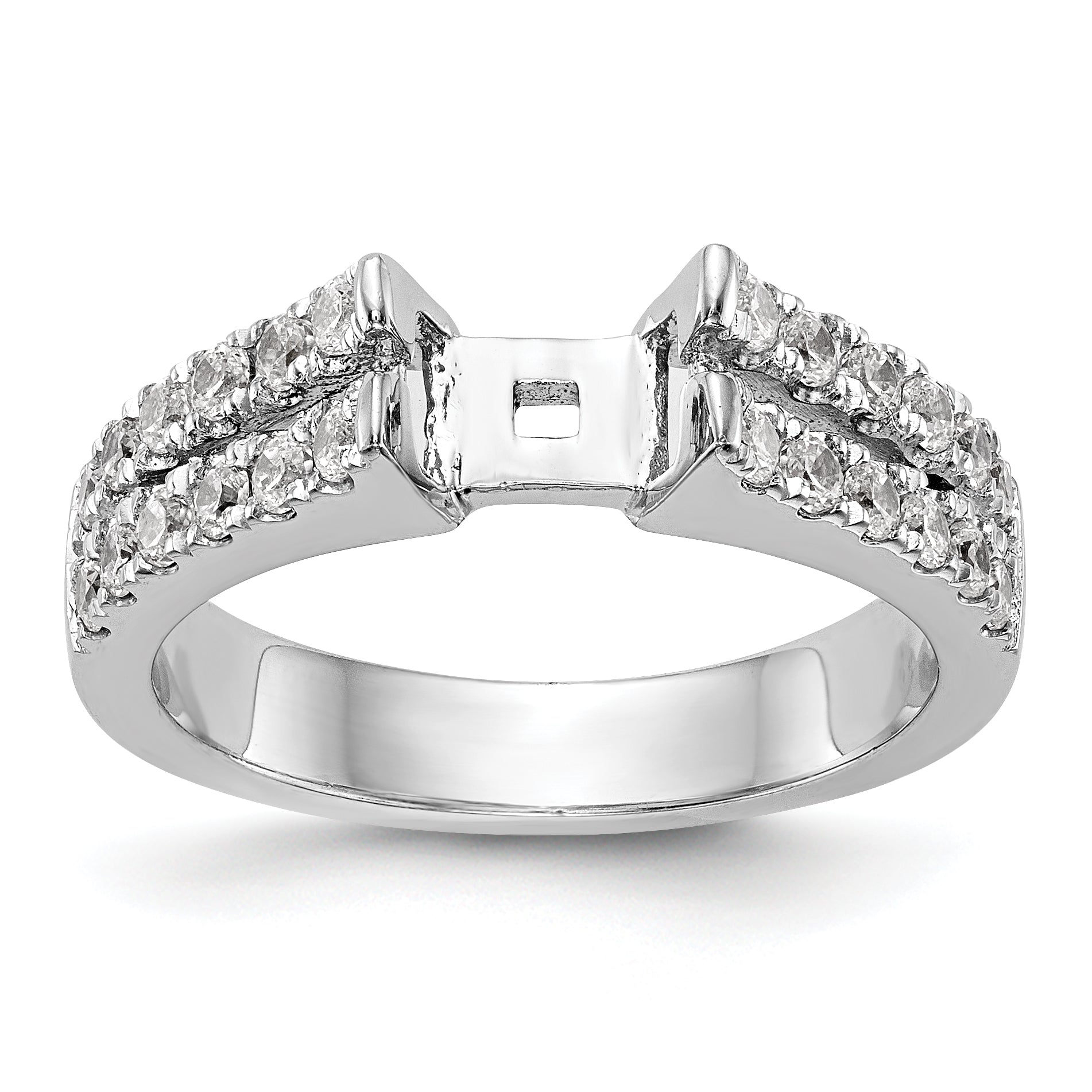 14K White Gold Diamond Peg Set Engagement Ring