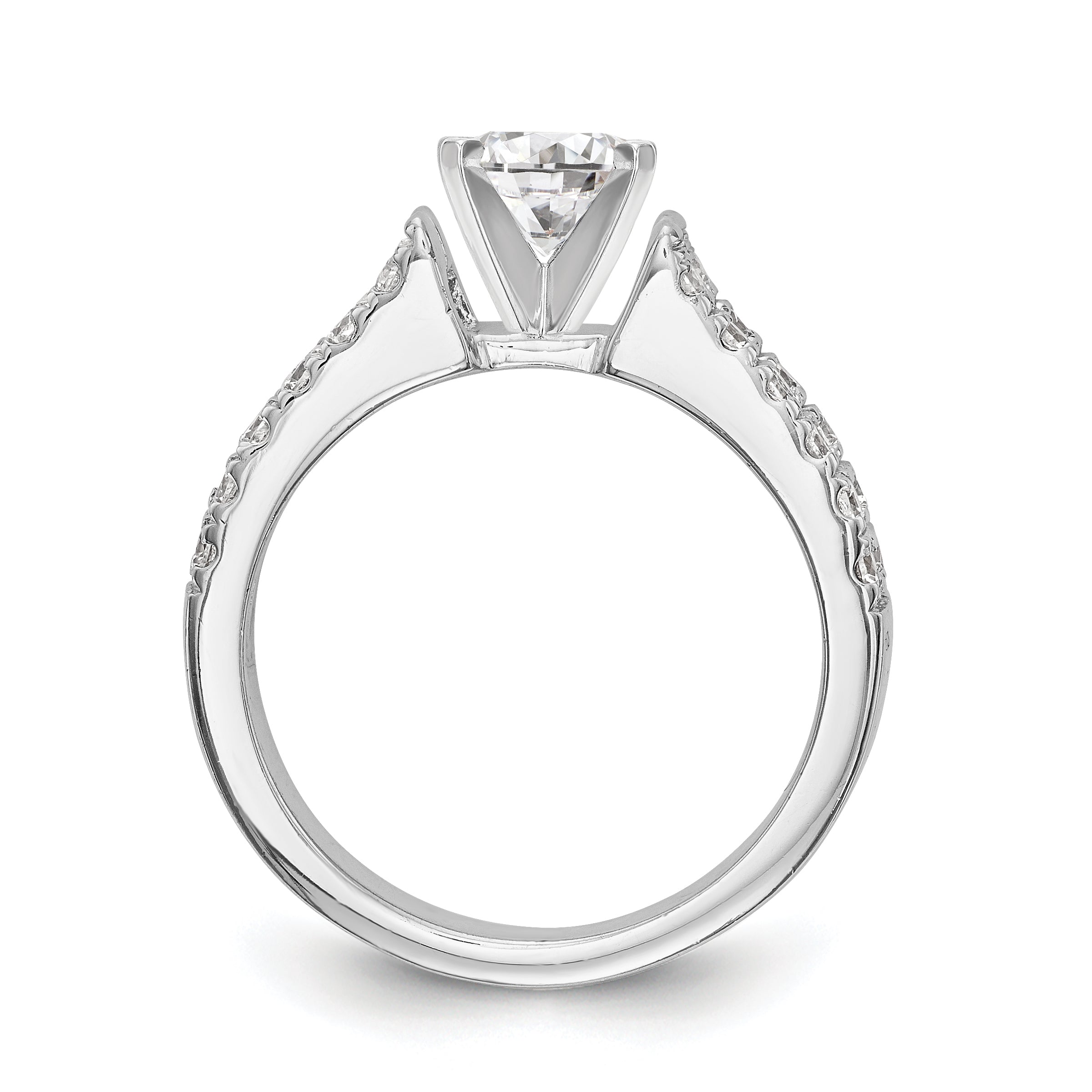 14K White Gold Diamond Peg Set Engagement Ring