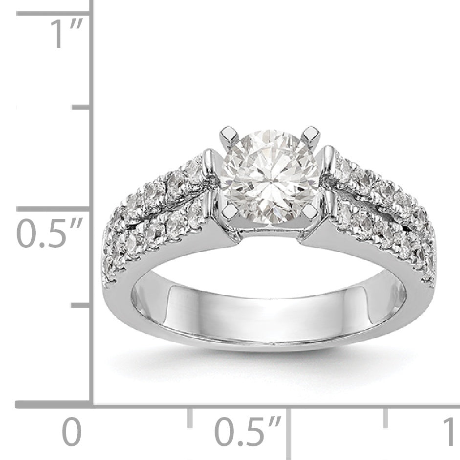 14K White Gold Diamond Peg Set Engagement Ring