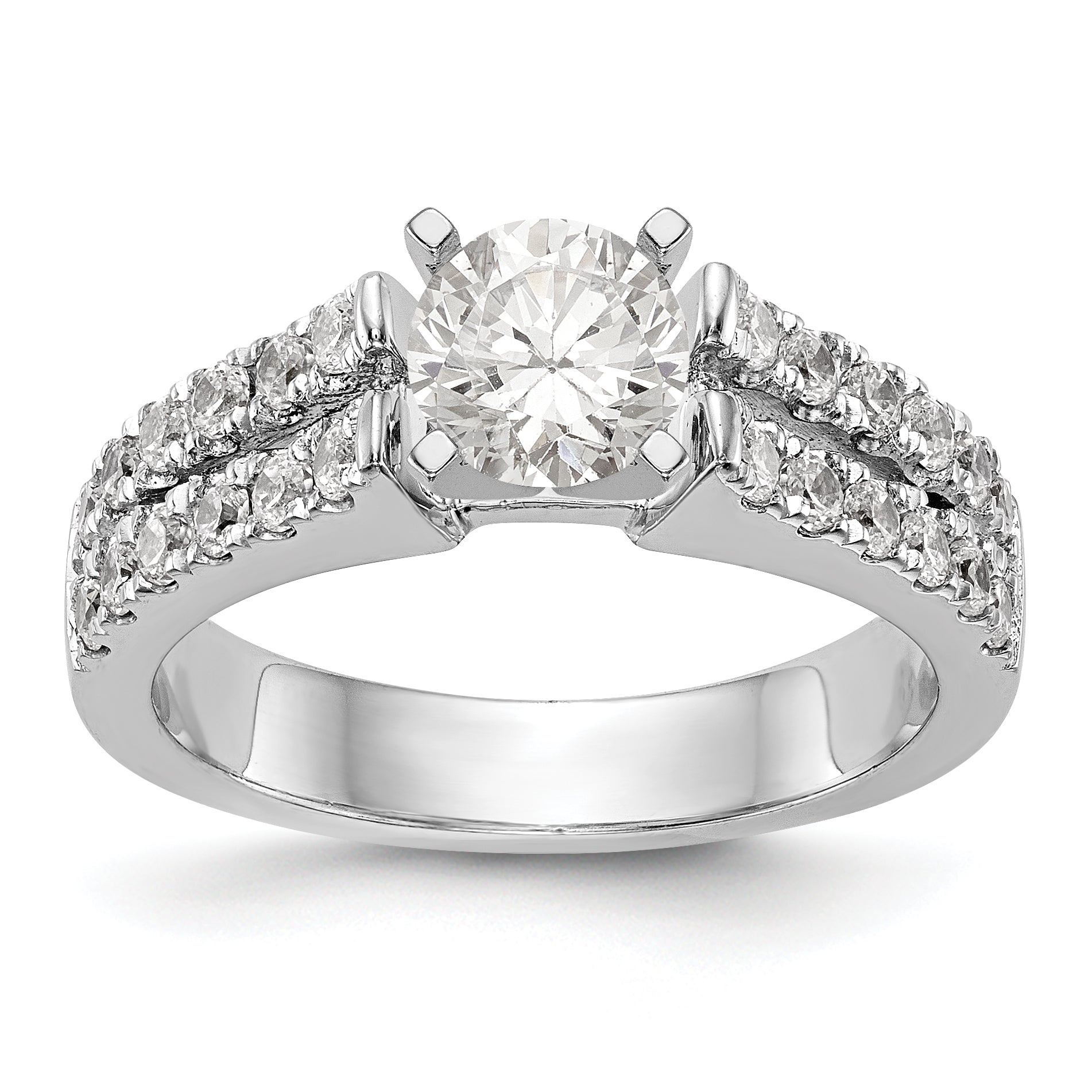 14K White Gold Diamond Peg Set Engagement Ring
