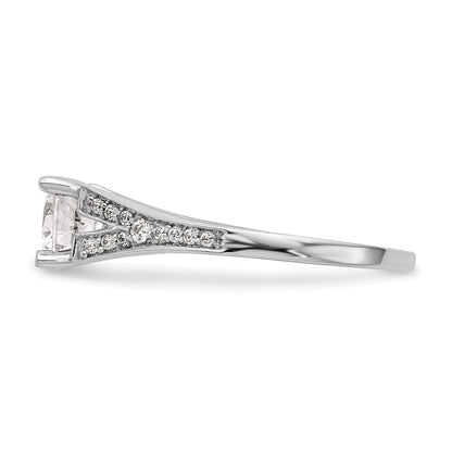 14K White Gold Diamond Peg Set Engagement Ring