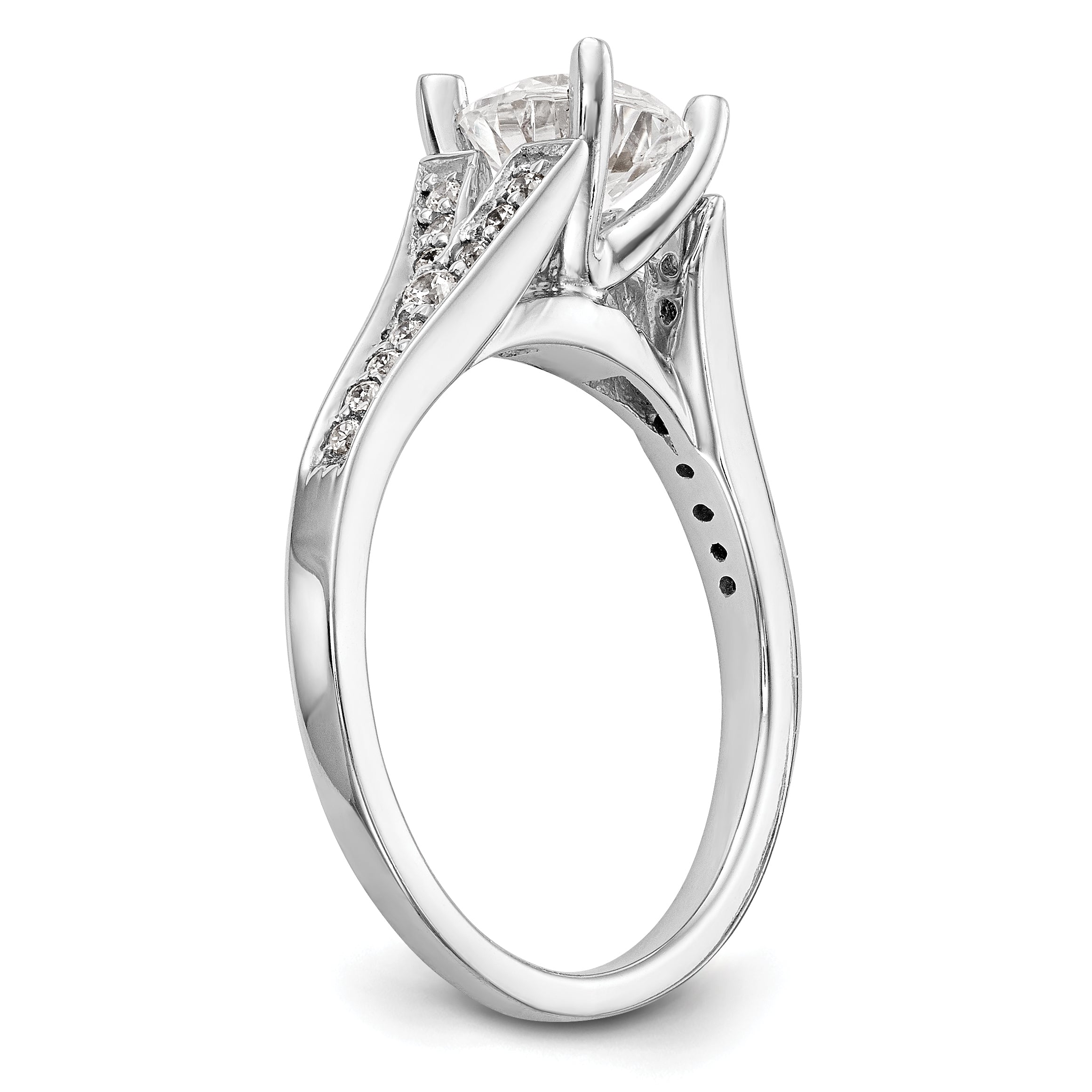 14K White Gold Diamond Peg Set Engagement Ring