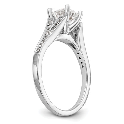 14K White Gold Diamond Peg Set Engagement Ring
