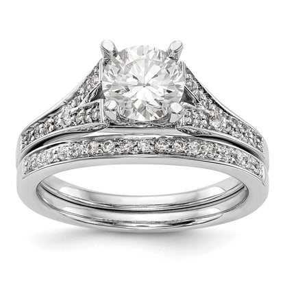 14K White Gold Diamond Peg Set Engagement Ring