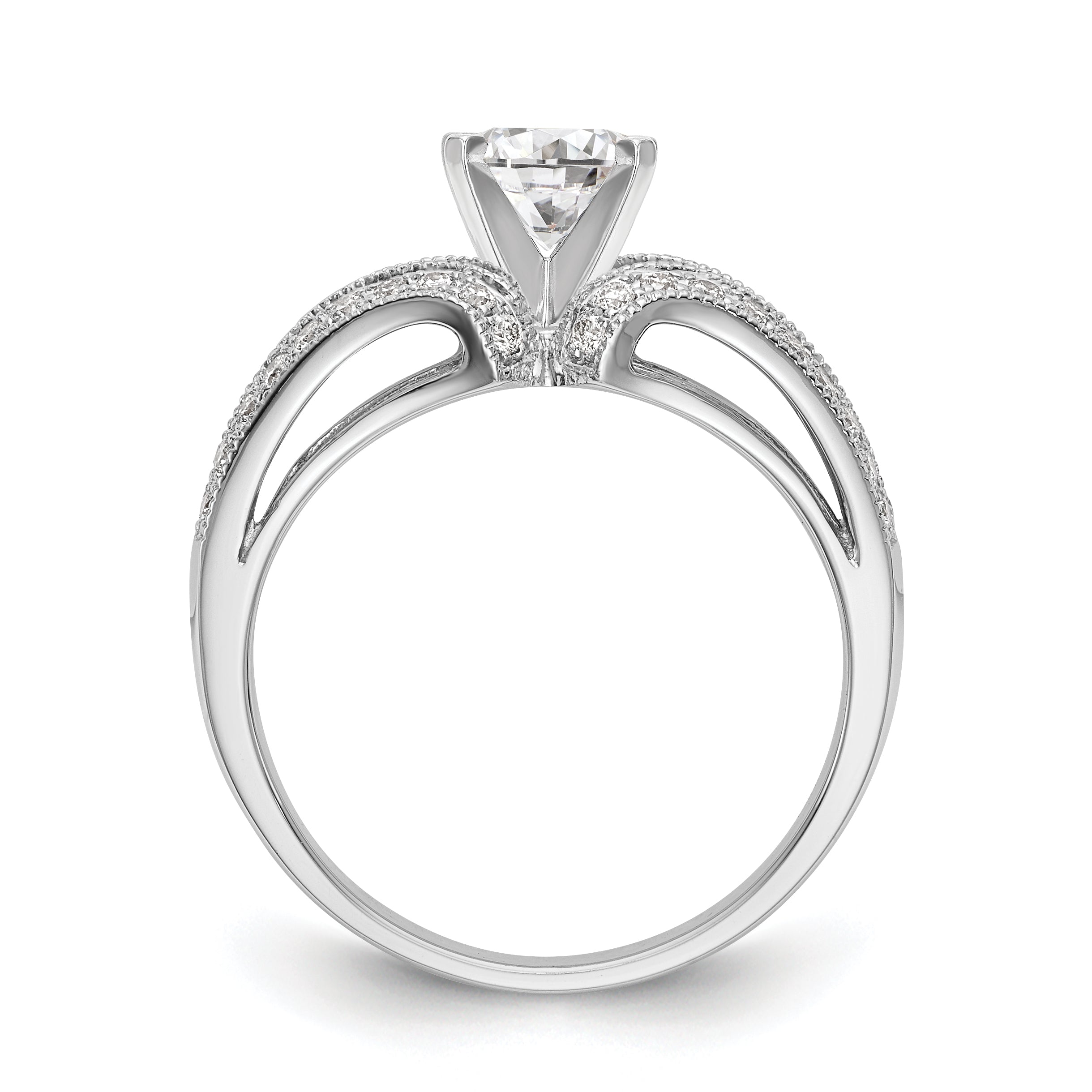 14K White Gold Diamond Peg Set Engagement Ring