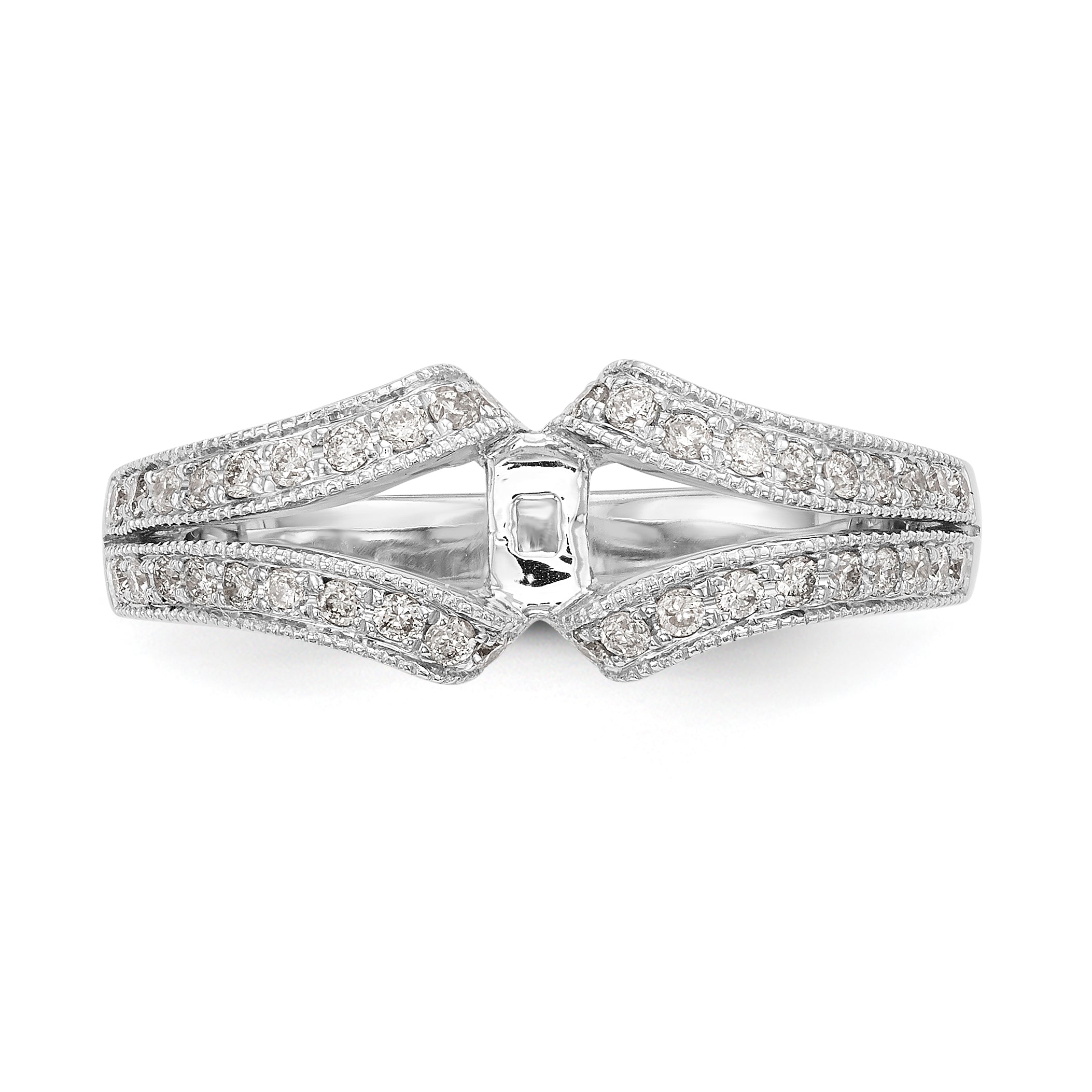 14K White Gold Diamond Peg Set Engagement Ring