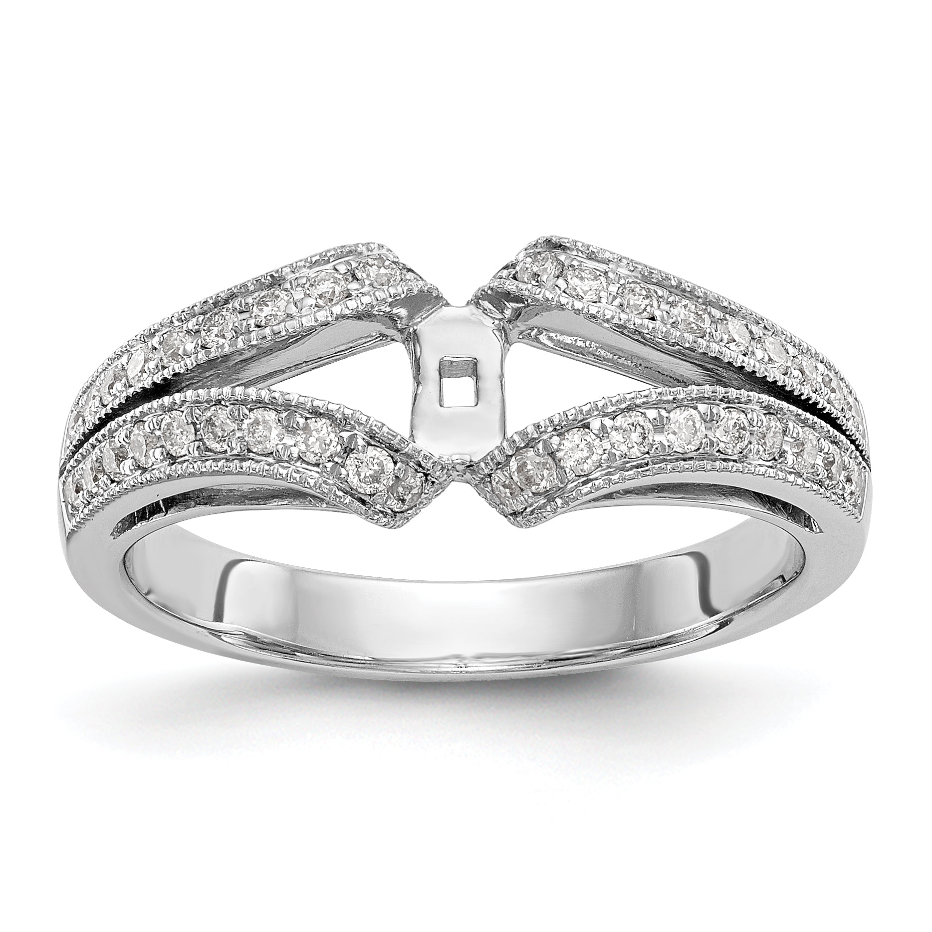 14K White Gold Diamond Peg Set Engagement Ring