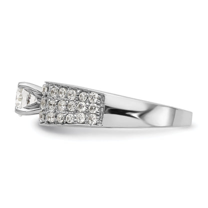 14K White Gold Diamond Peg Set Engagement Ring