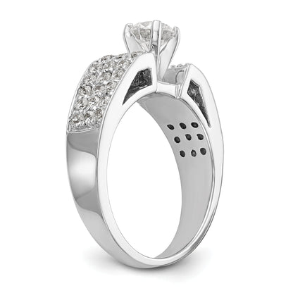 14K White Gold Diamond Peg Set Engagement Ring