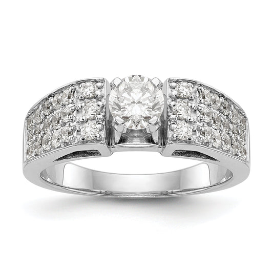 14K White Gold Diamond Peg Set Engagement Ring