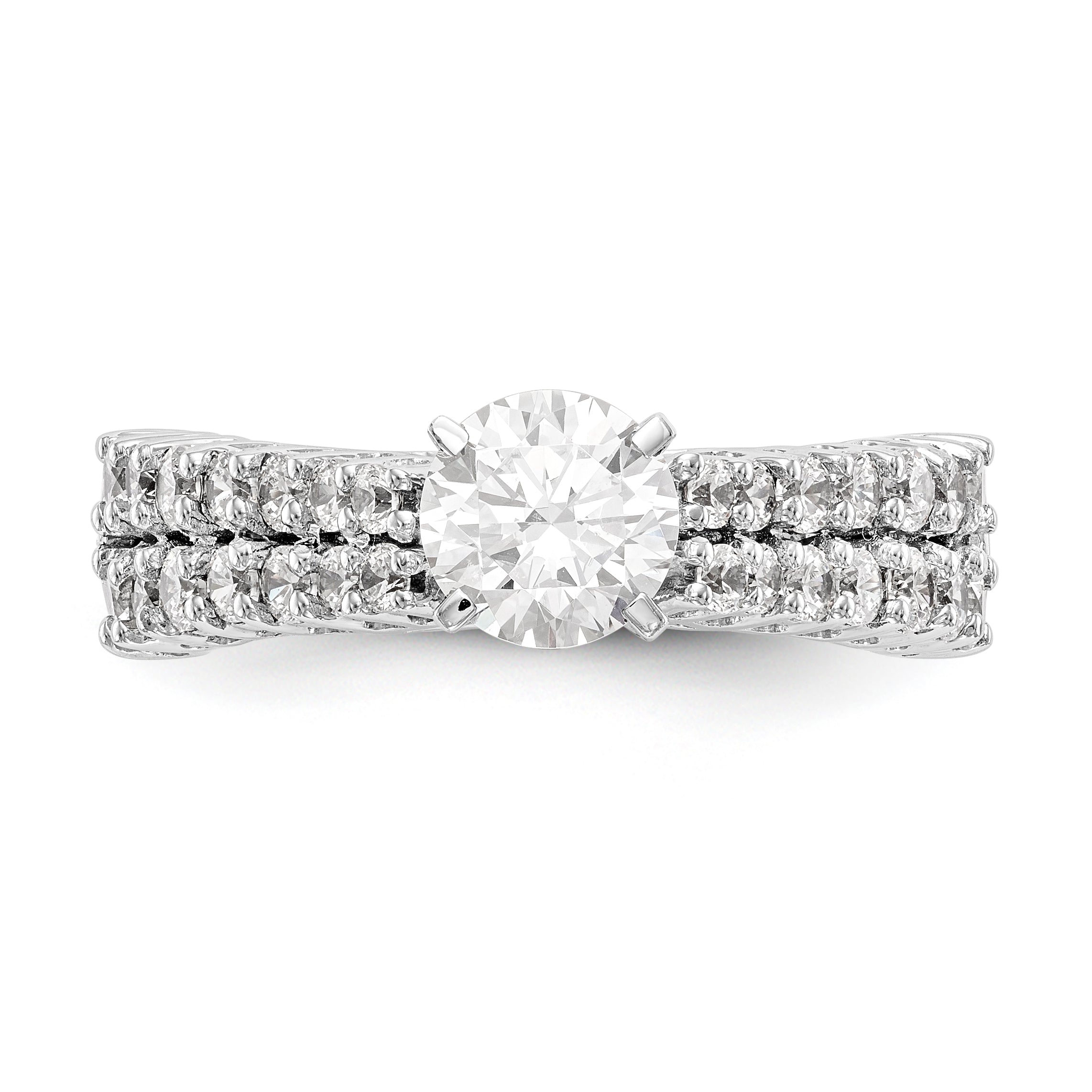 14K White Gold Diamond Peg Set Engagement Ring