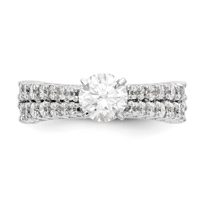 14K White Gold Diamond Peg Set Engagement Ring