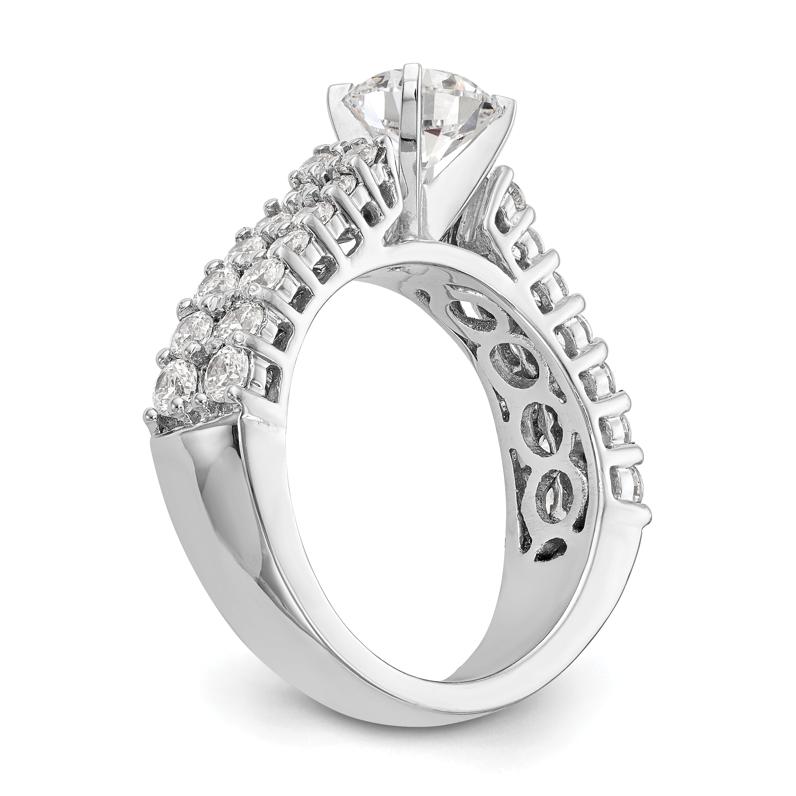 14K White Gold Diamond Peg Set Engagement Ring
