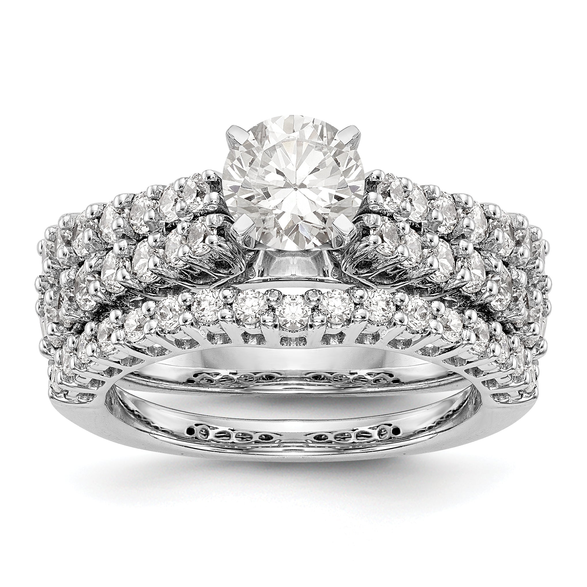 14K White Gold Diamond Peg Set Engagement Ring
