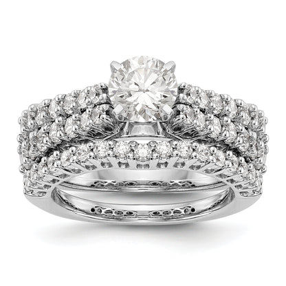 14K White Gold Diamond Peg Set Engagement Ring