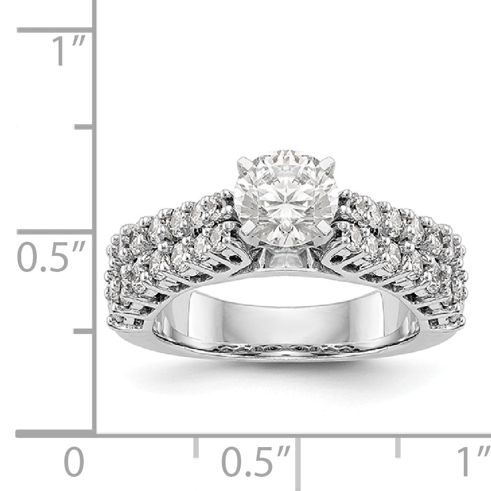 14K White Gold Diamond Peg Set Engagement Ring