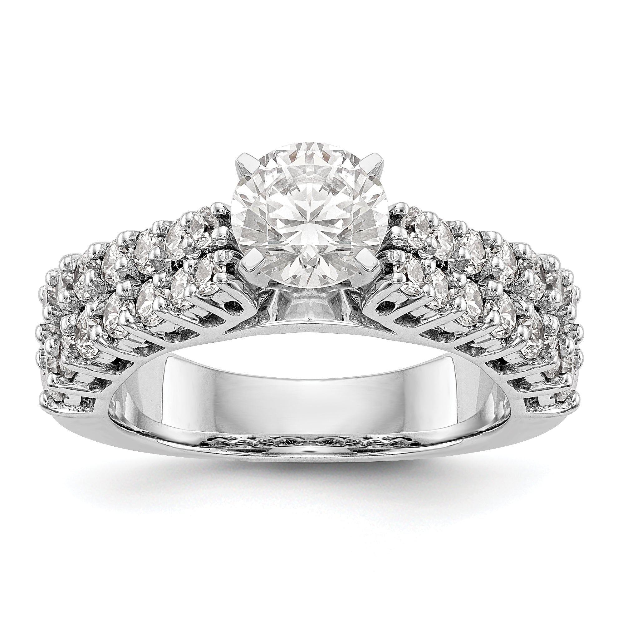 14K White Gold Diamond Peg Set Engagement Ring