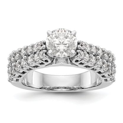 14K White Gold Diamond Peg Set Engagement Ring