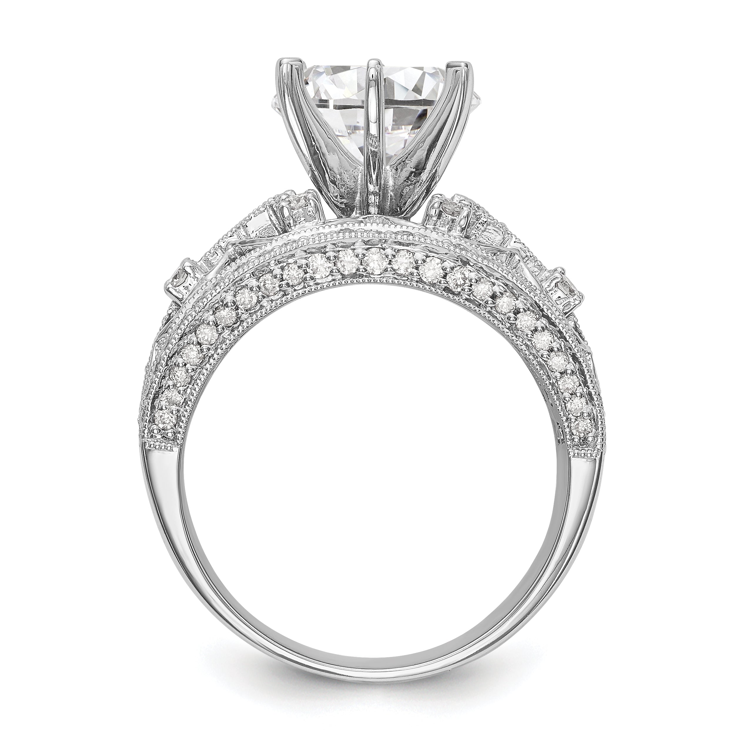 14K White Gold Diamond Peg Set Engagement Ring