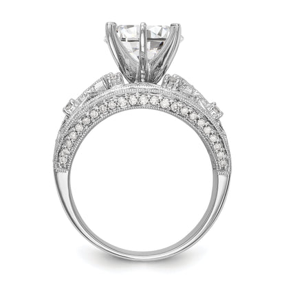 14K White Gold Diamond Peg Set Engagement Ring