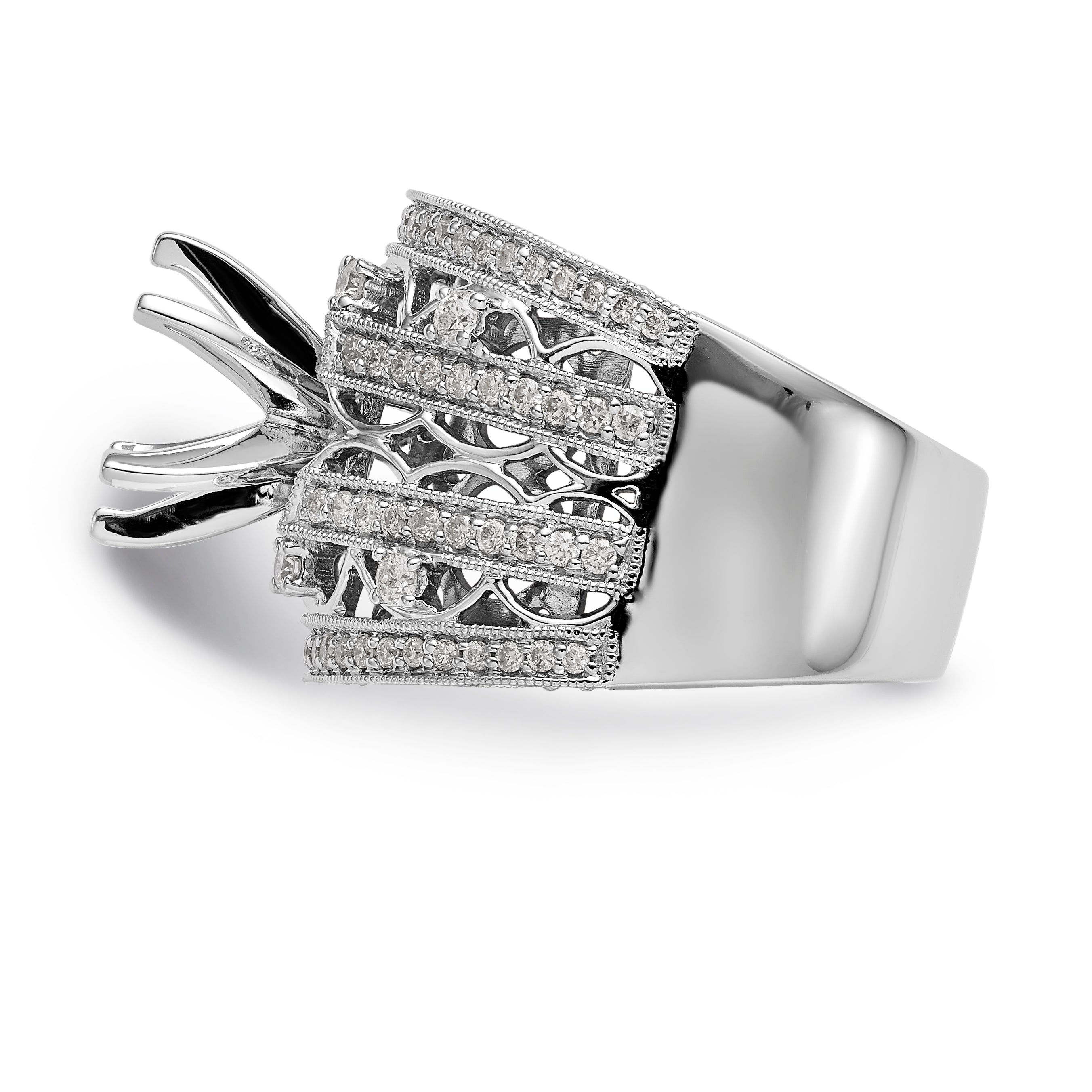 14K White Gold Diamond Peg Set Engagement Ring