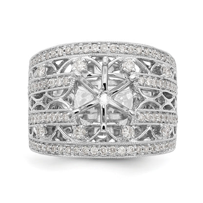 14K White Gold Diamond Peg Set Engagement Ring