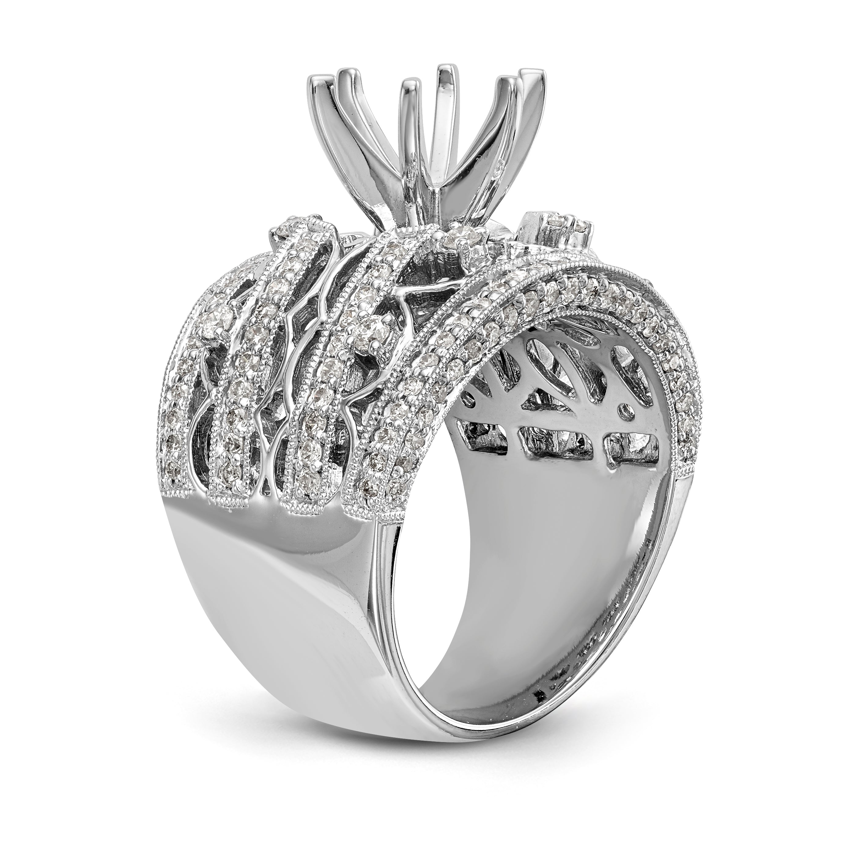 14K White Gold Diamond Peg Set Engagement Ring