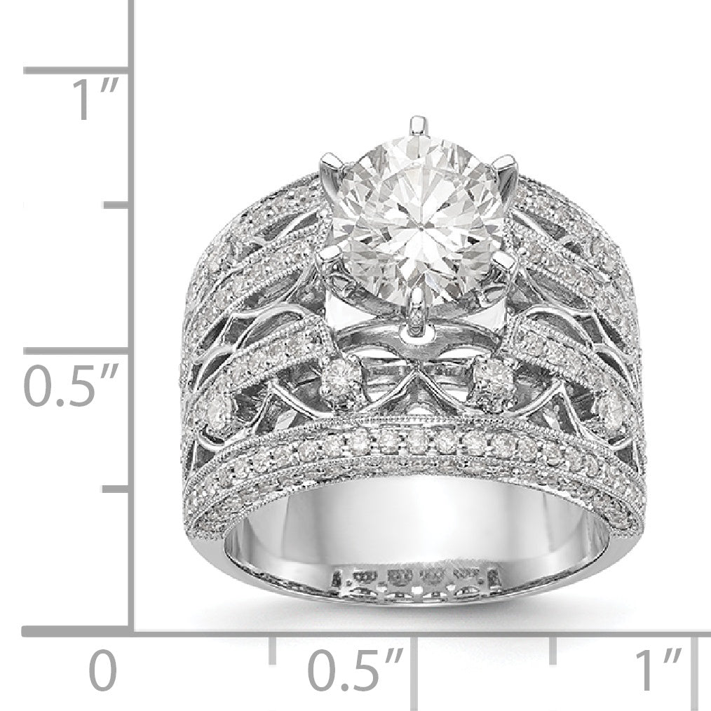 14K White Gold Diamond Peg Set Engagement Ring