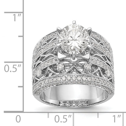 14K White Gold Diamond Peg Set Engagement Ring