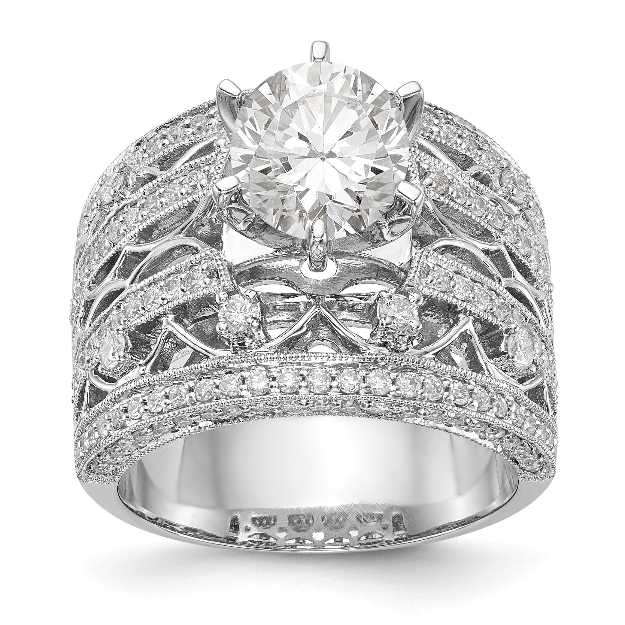 14K White Gold Diamond Peg Set Engagement Ring