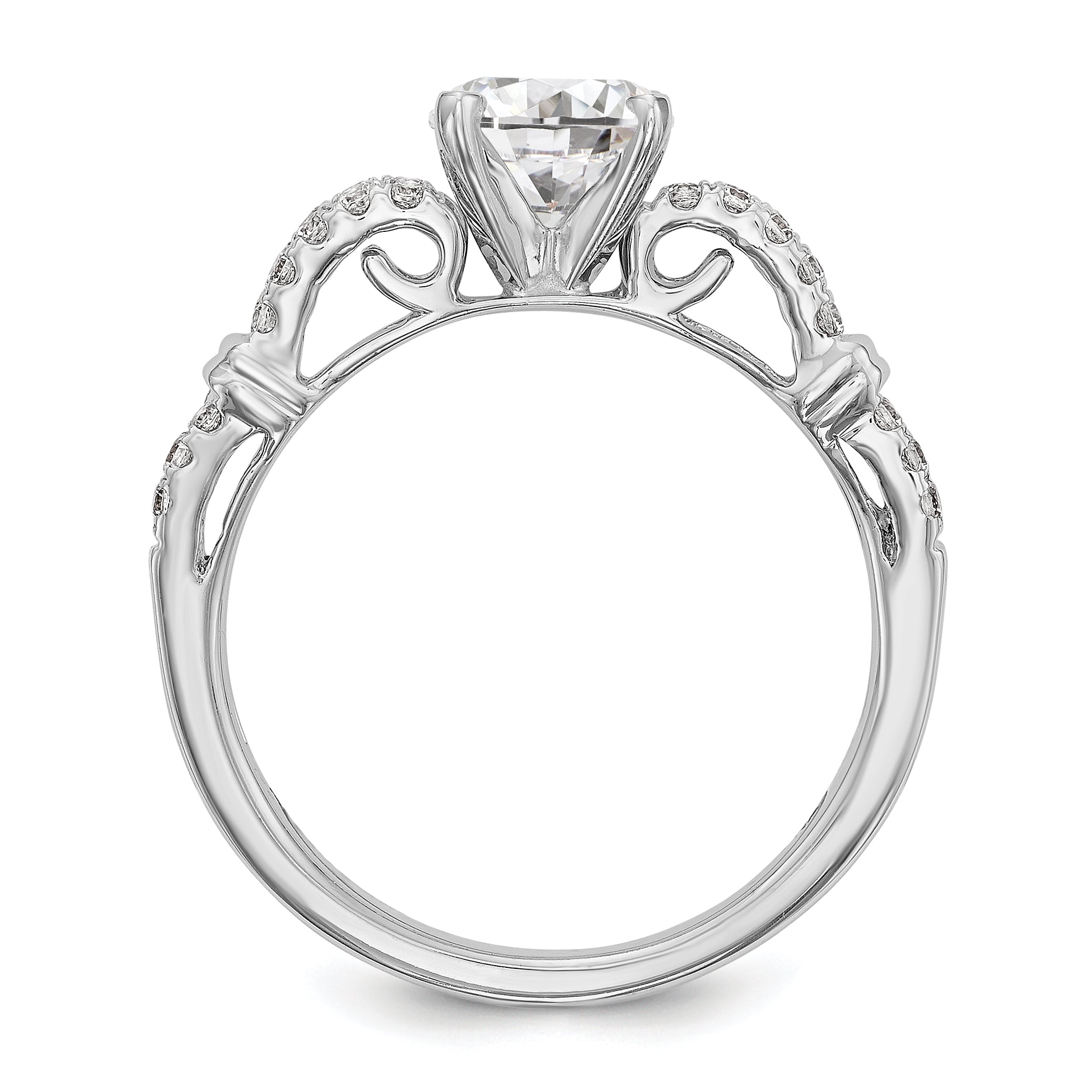 14K White Gold Diamond Peg Set Engagement Ring