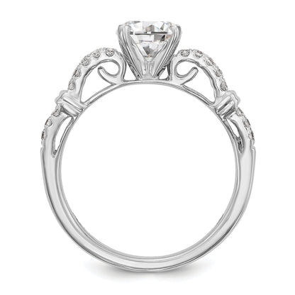 14K White Gold Diamond Peg Set Engagement Ring