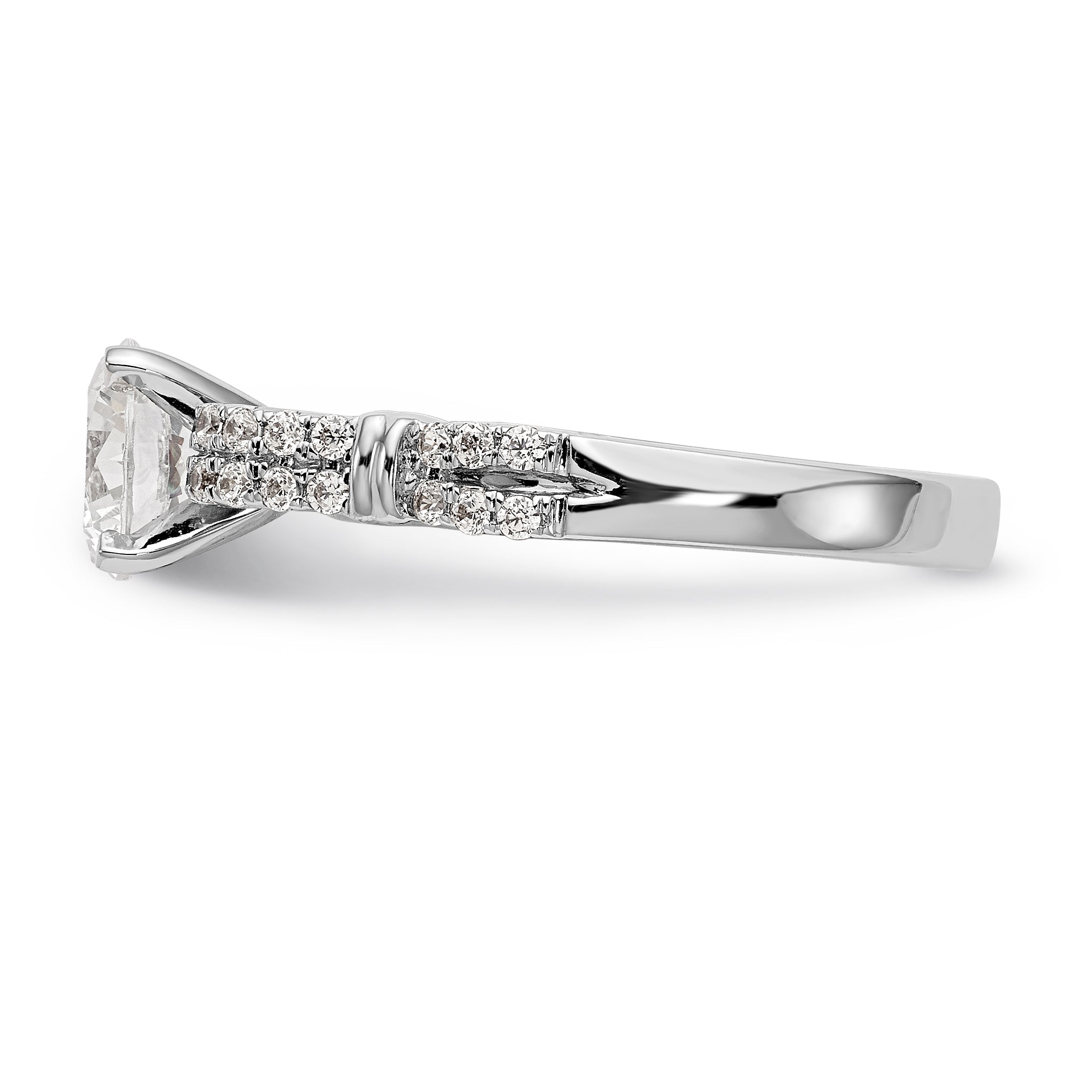 14K White Gold Diamond Peg Set Engagement Ring