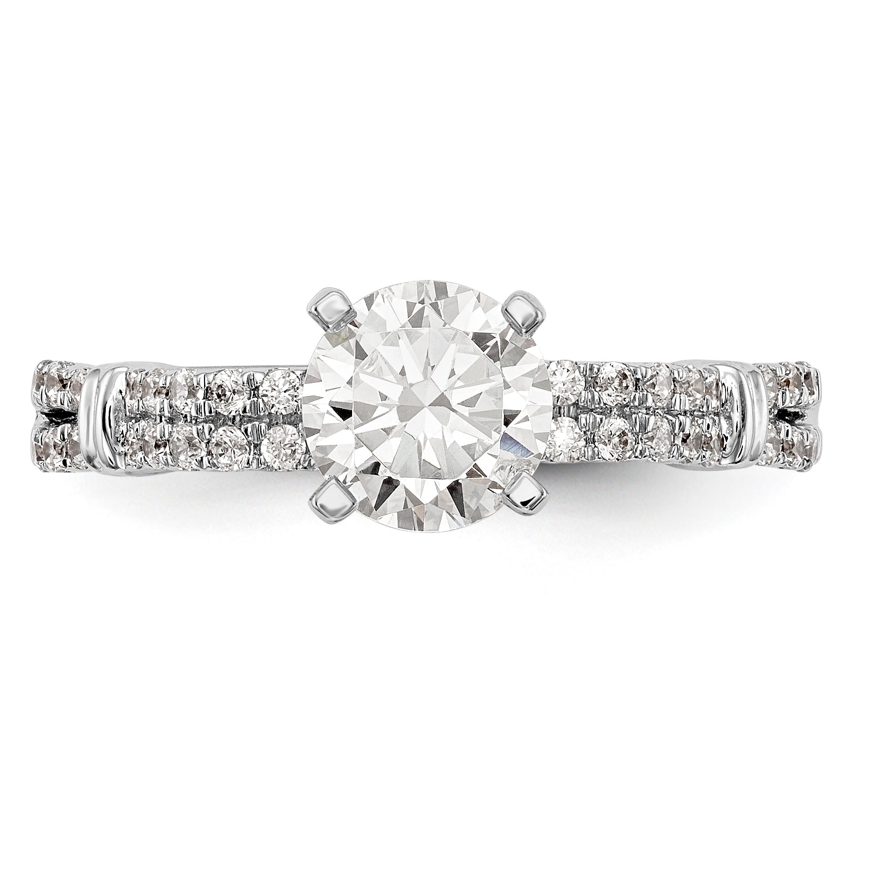 14K White Gold Diamond Peg Set Engagement Ring