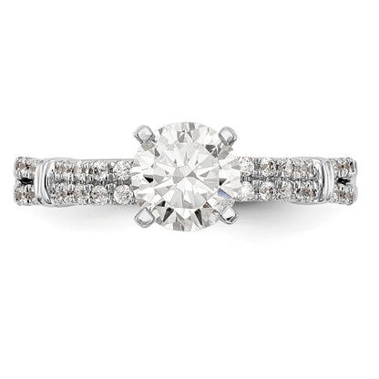 14K White Gold Diamond Peg Set Engagement Ring