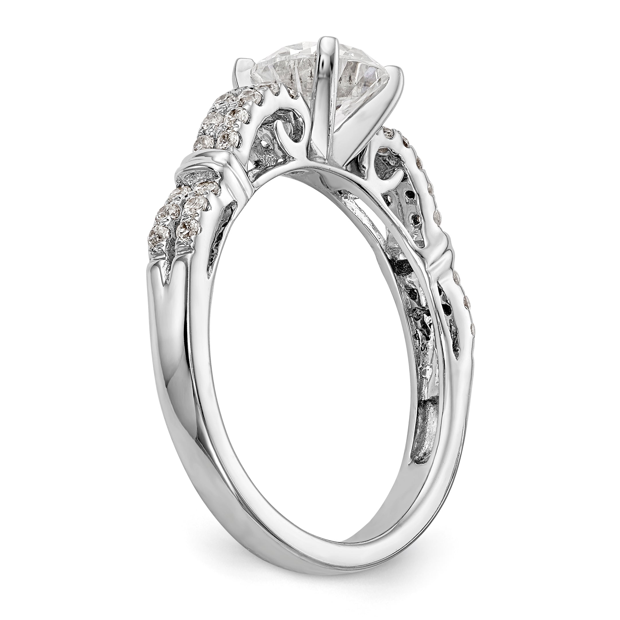 14K White Gold Diamond Peg Set Engagement Ring