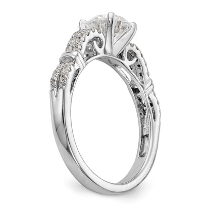 14K White Gold Diamond Peg Set Engagement Ring