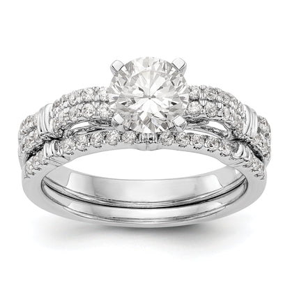 14K White Gold Diamond Peg Set Engagement Ring