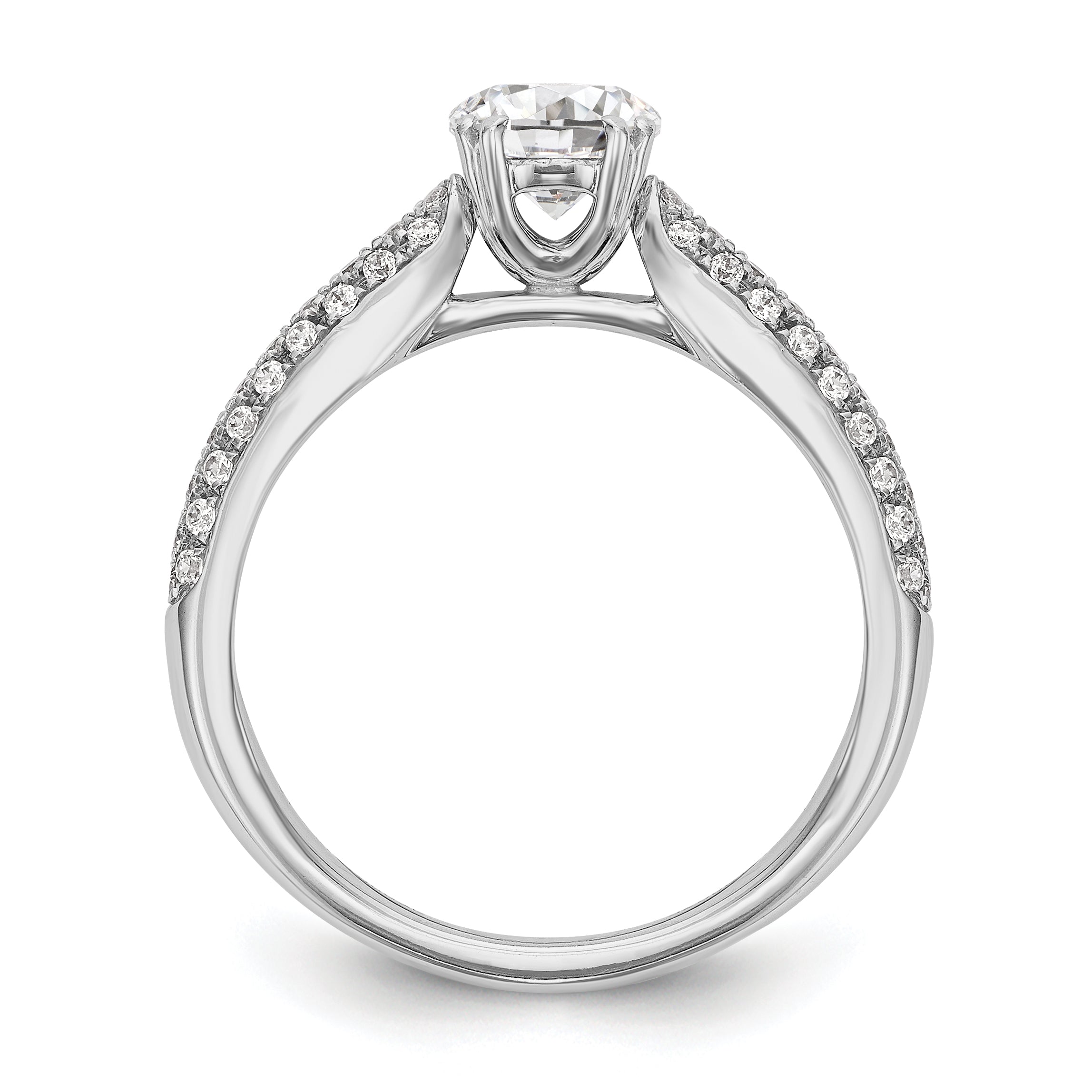 14K White Gold Diamond Peg Set Engagement Ring