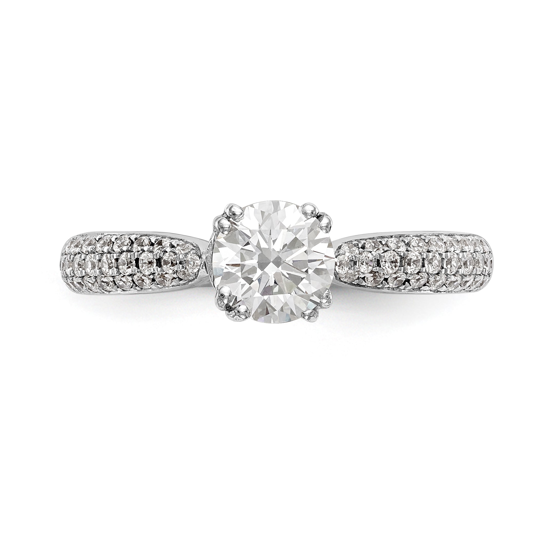 14K White Gold Diamond Peg Set Engagement Ring